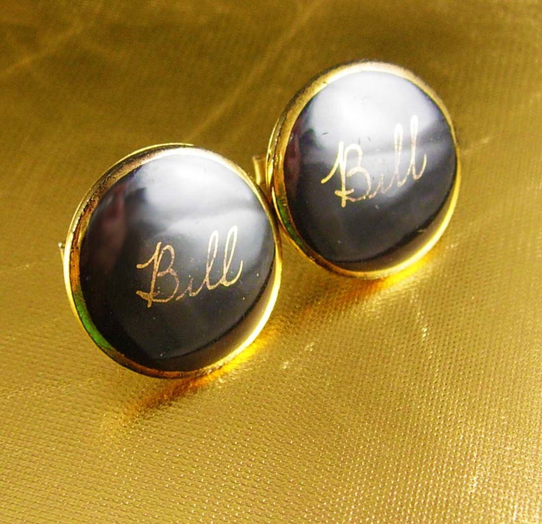 Custom Victoria Flemming Cufflinks Vintage Extra Large Monogrammed Bill