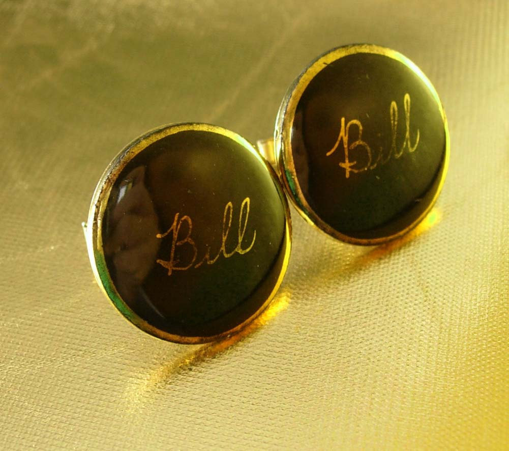 Custom Victoria Flemming Cufflinks Vintage Extra Large Monogrammed Bill