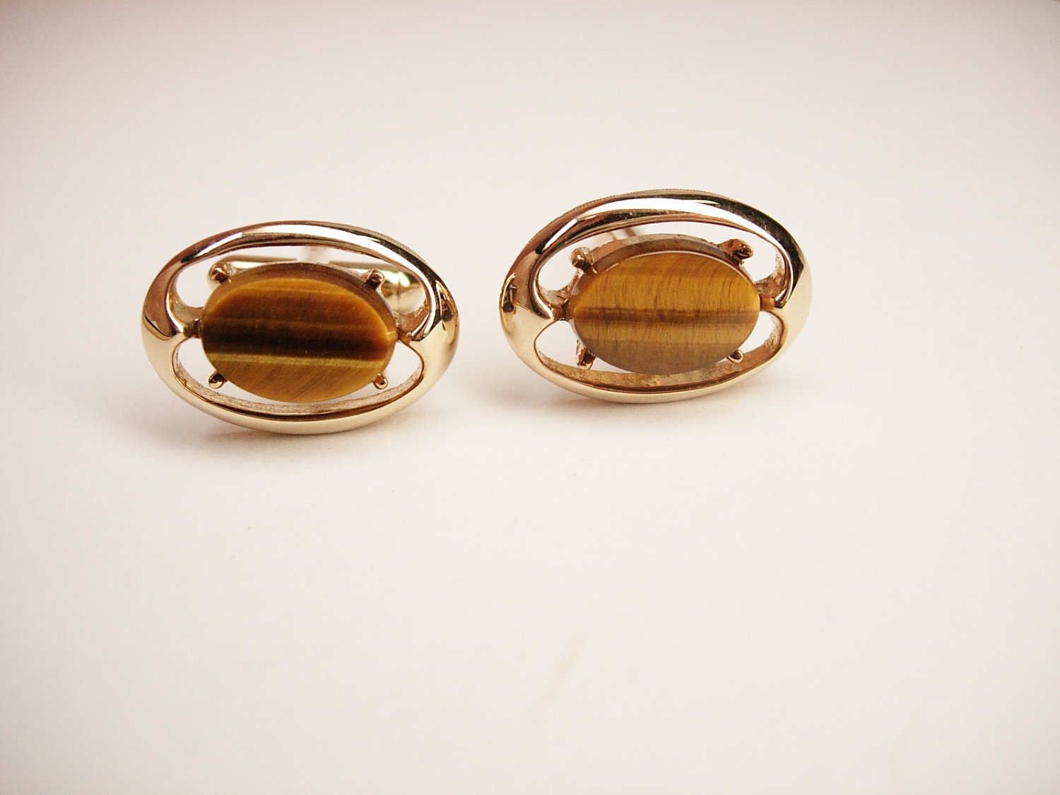 Tiger Eye Vintage Cufflinks Modernist Wedding Businessman Cufflinks