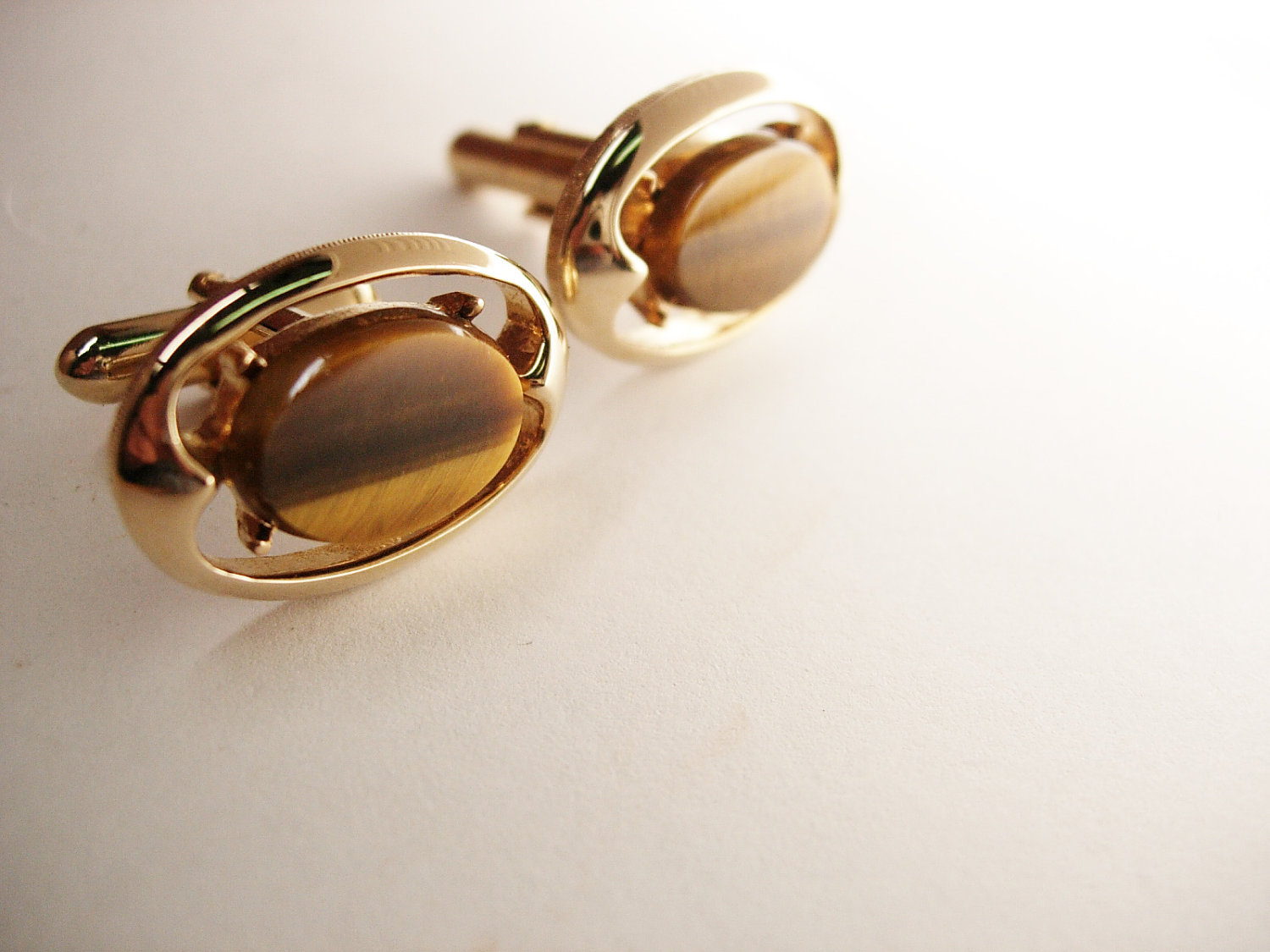 Tiger Eye Vintage Cufflinks Modernist Wedding Businessman Cufflinks