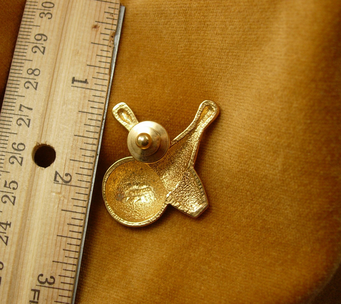 Vintage Avon Bowling Ball Pins Tie Tac obsidian Lapel Pin Gold Filled ...