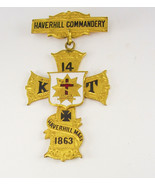 1863 Masonic Demolay jewel Cross Badge Pin Haverhill Mass  Commandery 14 - $225.00