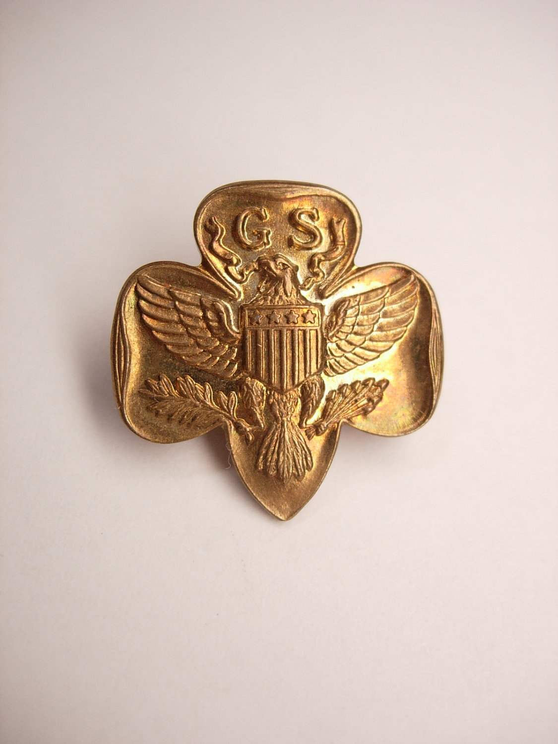 Vintage Girl Scout Pin Copper Meeting Organization - Pins