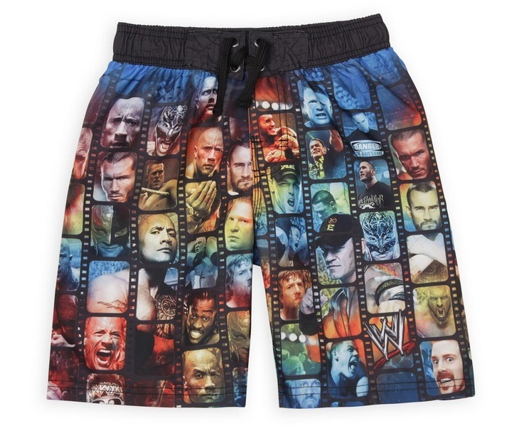 WWE John CENA The ROCK Rey Mysterio SWIM TRUNKS sz 14/16 NEW Shorts