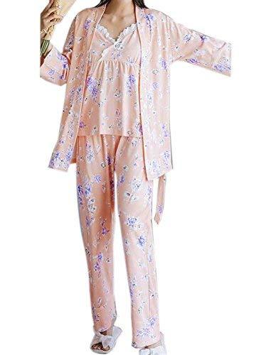 PANDA SUPERSTORE Three-Piece Japanese Style Kimono Cotton Pajamas Suit Bathrobe,