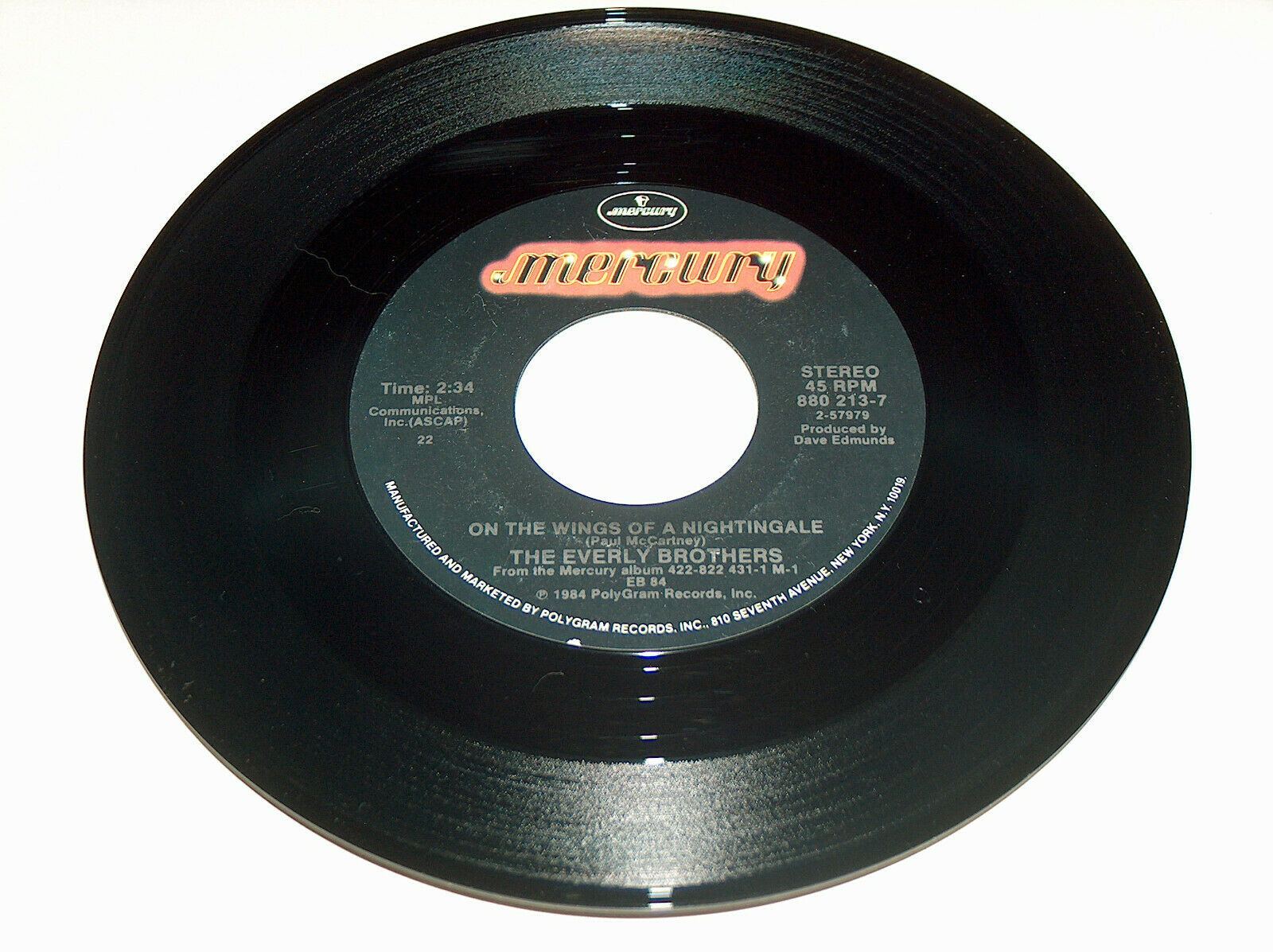 45 RPM The Everly Brothers Asleep, Wings Of A Nightingale Mercury 880 ...