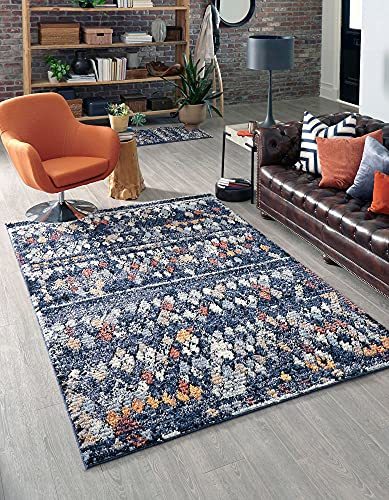 Primary image for Rugs.com Morocco Collection Rug  5' x 8' Navy Blue High-Pile Rug Perfect for Li