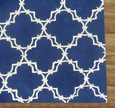 Hand Tufted Trellis Blue 5&#39; x 8&#39; Contemporary Woolen Area Rug Carpet - $369.00