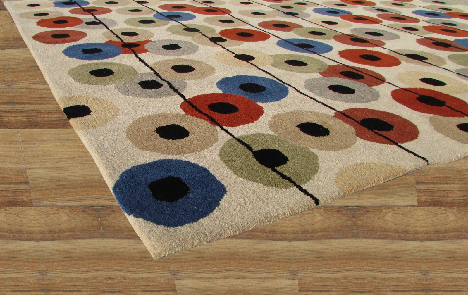 Hand Tufted Circle Dots Multi Color 9' x 12' Contemporary Woolen Area Rug Carpet Area Rugs