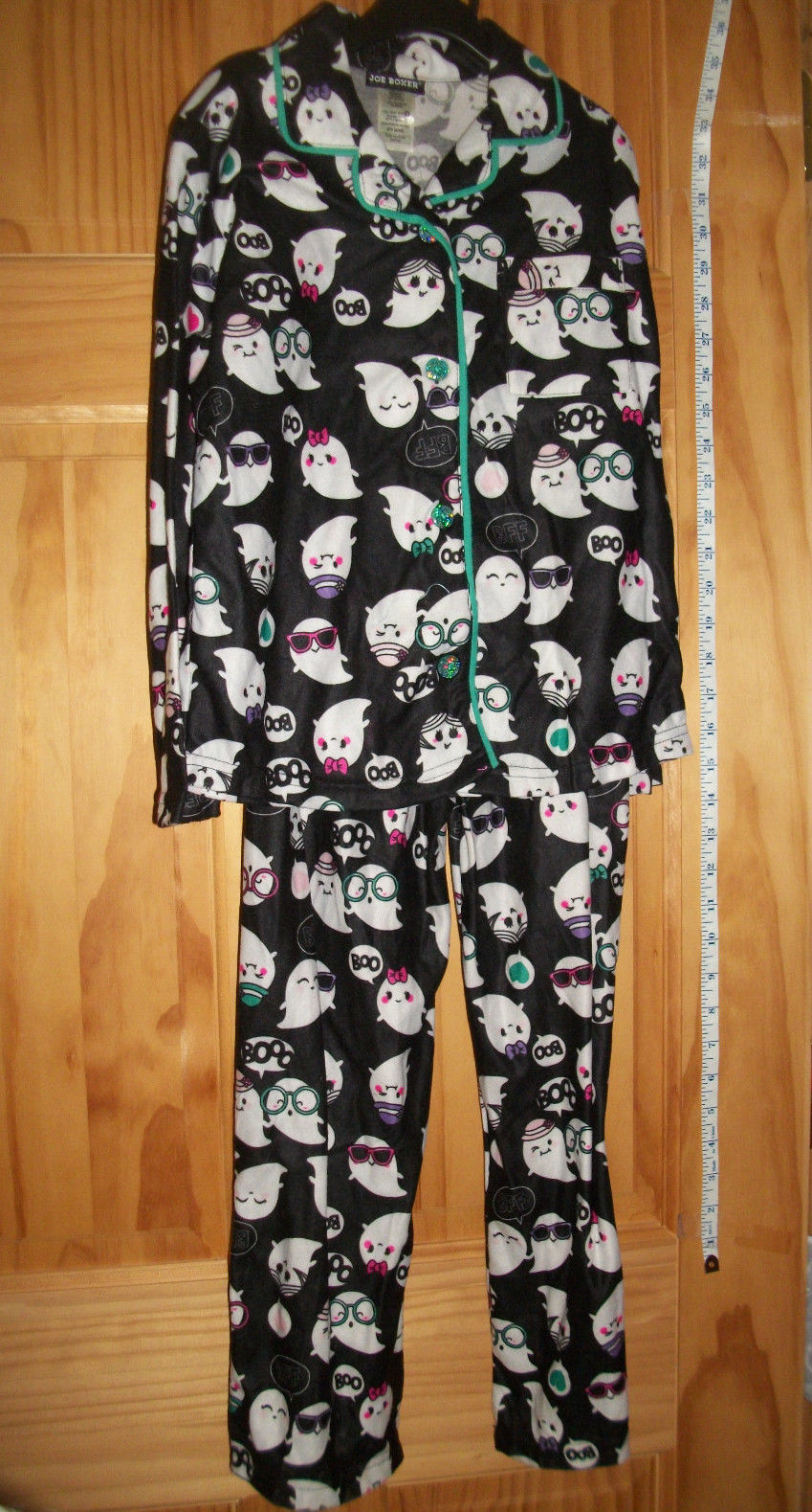 Joe Boxer Girl Clothes S 6/6X Small Halloween Pajama Set Black Ghost Sleepwear - $16.14