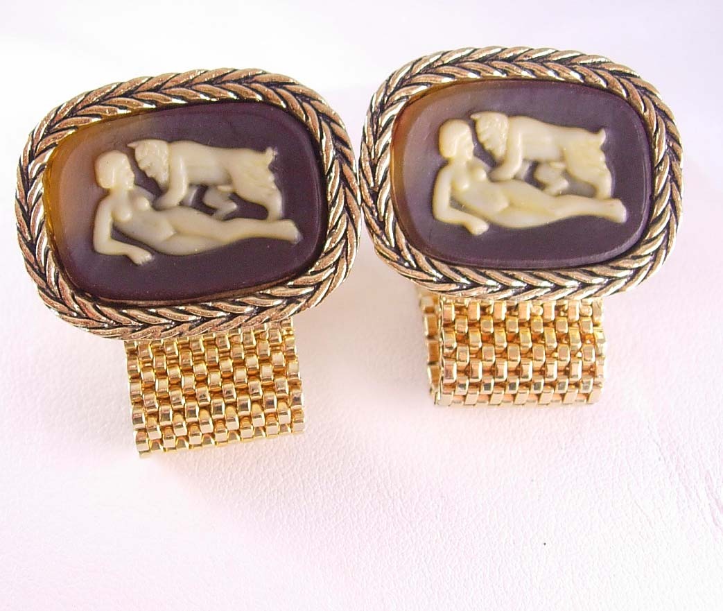 Primary image for Dante Cufflinks Nude Pan & Lover Devi Incolay Masterpiece Collection Mythical Ex