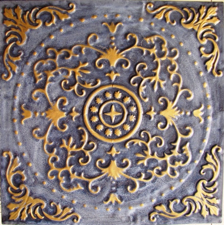 ANTIQUE ENGLISH FLOWER CEMENT STEPPING STONE, TILE MOLD Stepping Stones