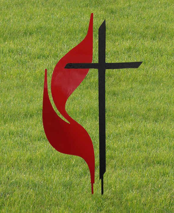 Methodist Cross and Flame / Methodist Cross / UMC / Garden Stake
