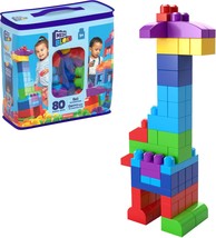MEGA BLOKS Fisher-Price Toddler Block Toys Big Building Bag with 80 Pieces  - $25.85