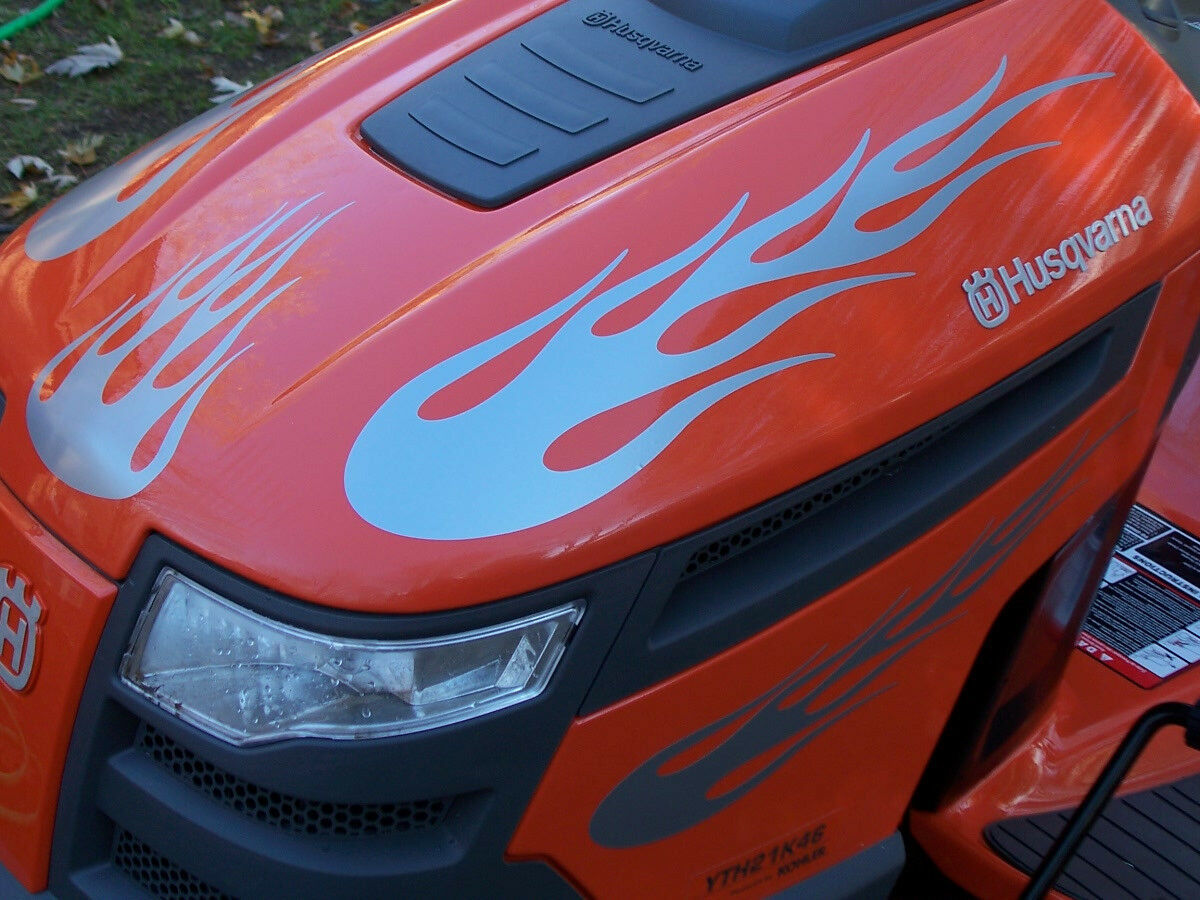 Lawn Tractor 2 Flame Flames Decal Decals FIT ANY John Deere Cub Cadet