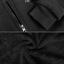 Men's Quilted Moto Sherpa Fleece Lined Zip Up Hoodie Jacket image 3