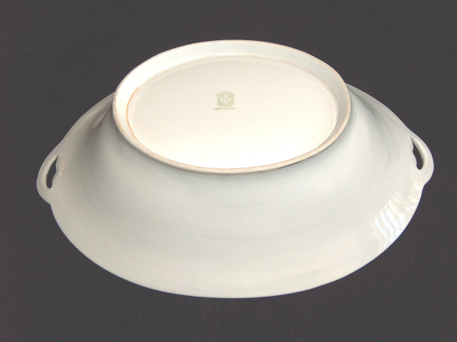 Antique Noritake M Japan Hand Painted 10" Gold Rim Handled Bow Serving