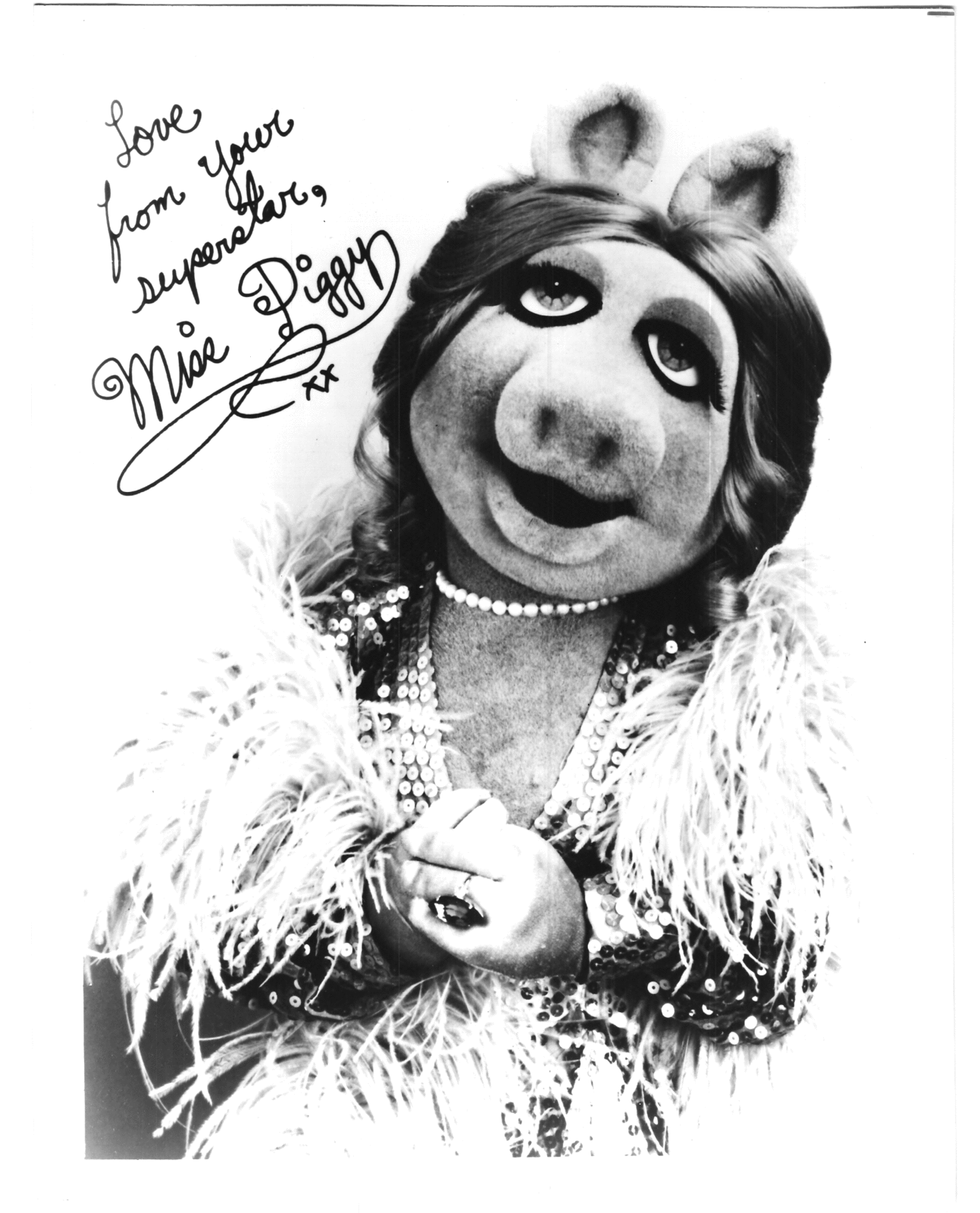 Muppets Miss Piggy MSN Cartoon Vintage 11X14 BW TV Memorabilia Photo