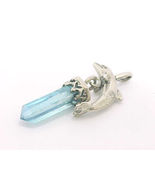 BLUE TOPAZ DOLPHIN Pendant in STERLING Silver - Vintage, Artisan Crafted - $66.00