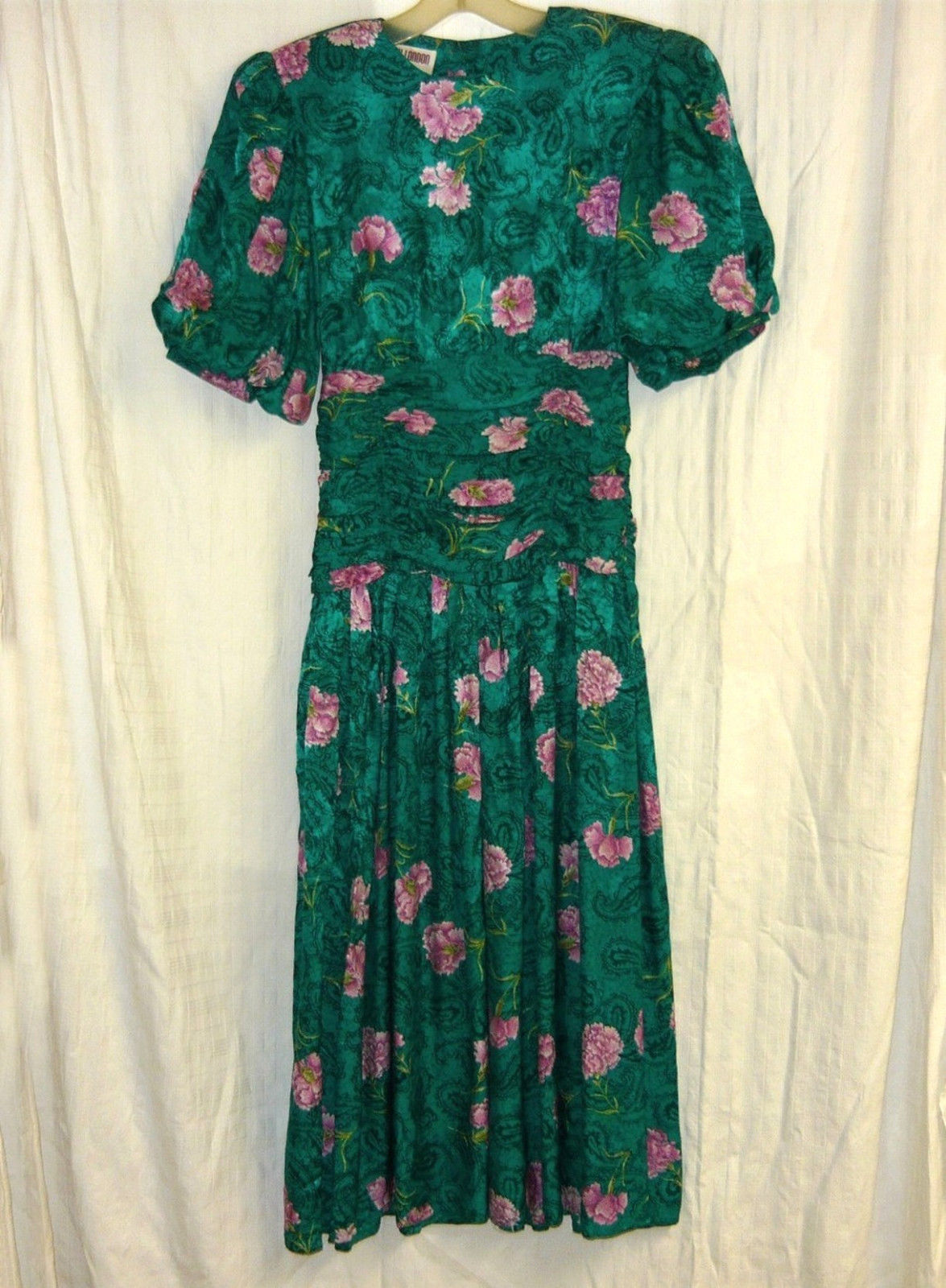 Maggy London Teal Green Floral Silk Dress Sz. 4 - Dresses