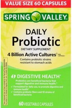 Spring Valley Daily Probiotic Vegetable Capsules, 4B CFU, 60 Ct - $35.85