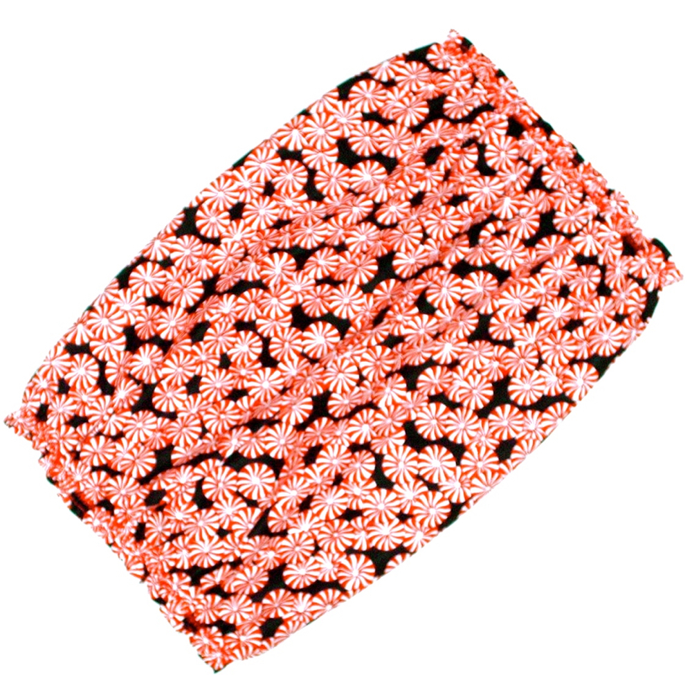 Dog Snood Christmas Holiday Peppermint Candies on Black Cotton Size