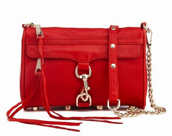 Primary image for NWT Rebecca Minkoff MINI MAC Clutch Leather Crossbody Bag RED GOLD $200 AUTHENTC