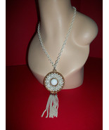 Fashion Treasure Women Jewelry Gold Metal White Pendant Necklace Tassel ... - $18.99