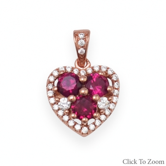 Rose Gold CZ Heart Pendant - Other