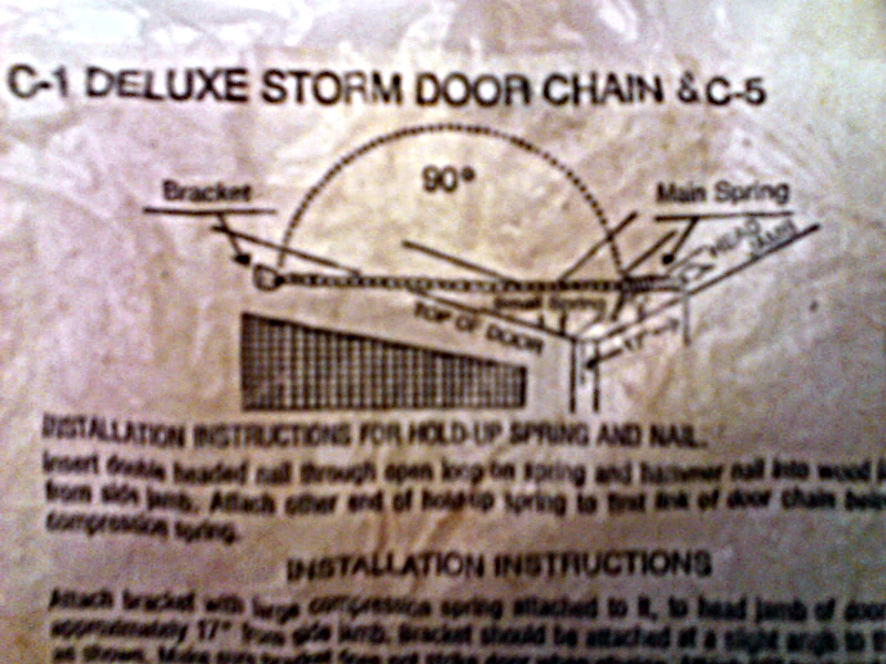 Wright Deluxe Storm And Screen Door Chain Door Stop Spring Chain Kit