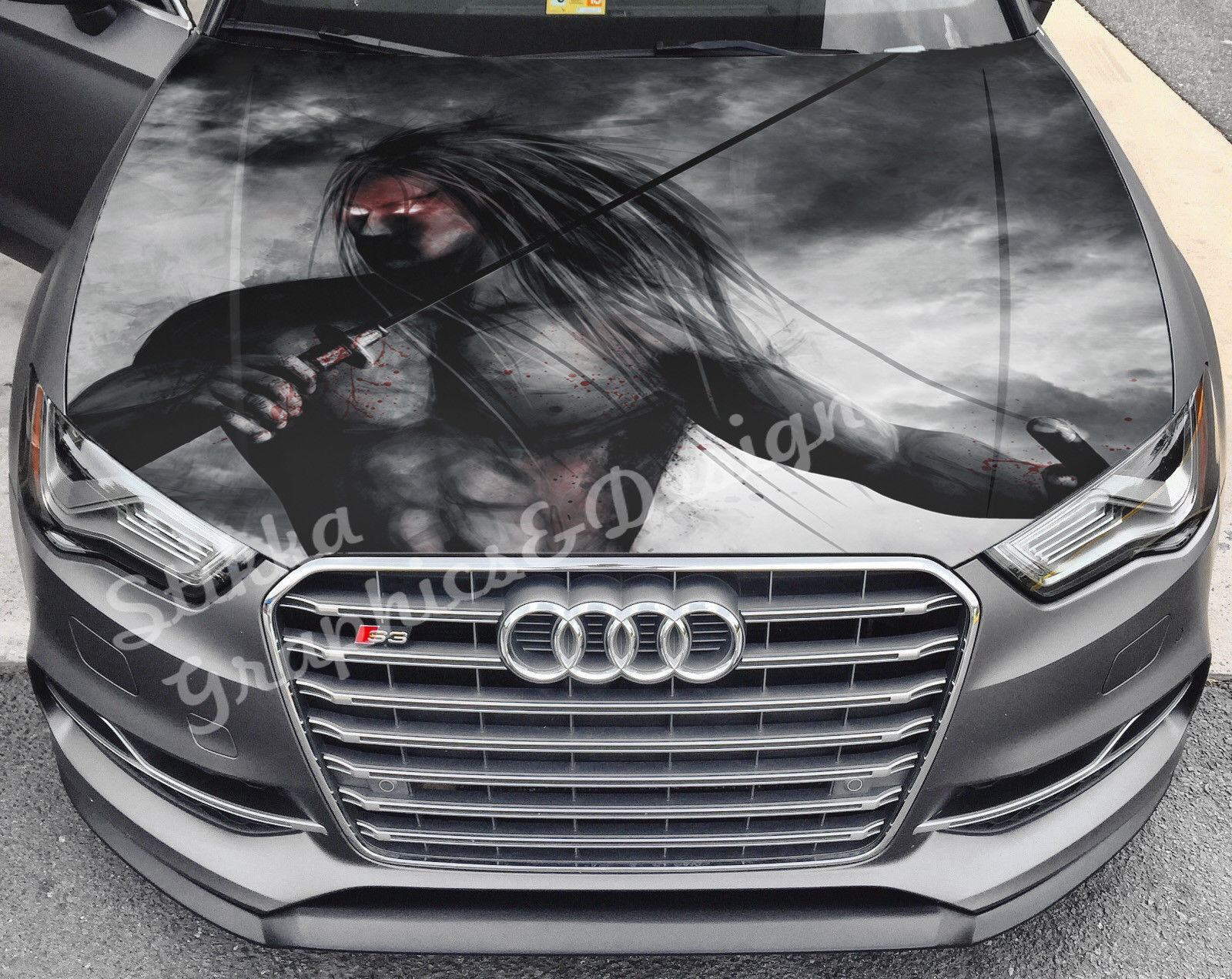 Vinyl Car Hood Wrap Full Color Graphics Decal Warrior ...