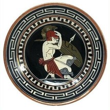 Greek Mythology Kneeling Soldier Copper Enamel 5 1/2&quot; Bowl Greece VINTAGE - $29.70