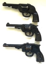 3 pressed steel vintage toy gun pistols black star  - $26.00
