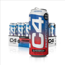 C4 Smart Energy Superbrain Performance Fuel 16 ounce cans Freedom Ice, 12 Cans - $39.59