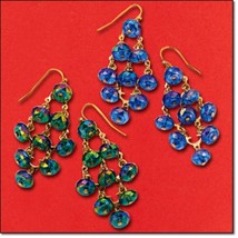 Metallic Chandelier Earrings - Green - (Pierced) - faux stones, nickel free - $16.89
