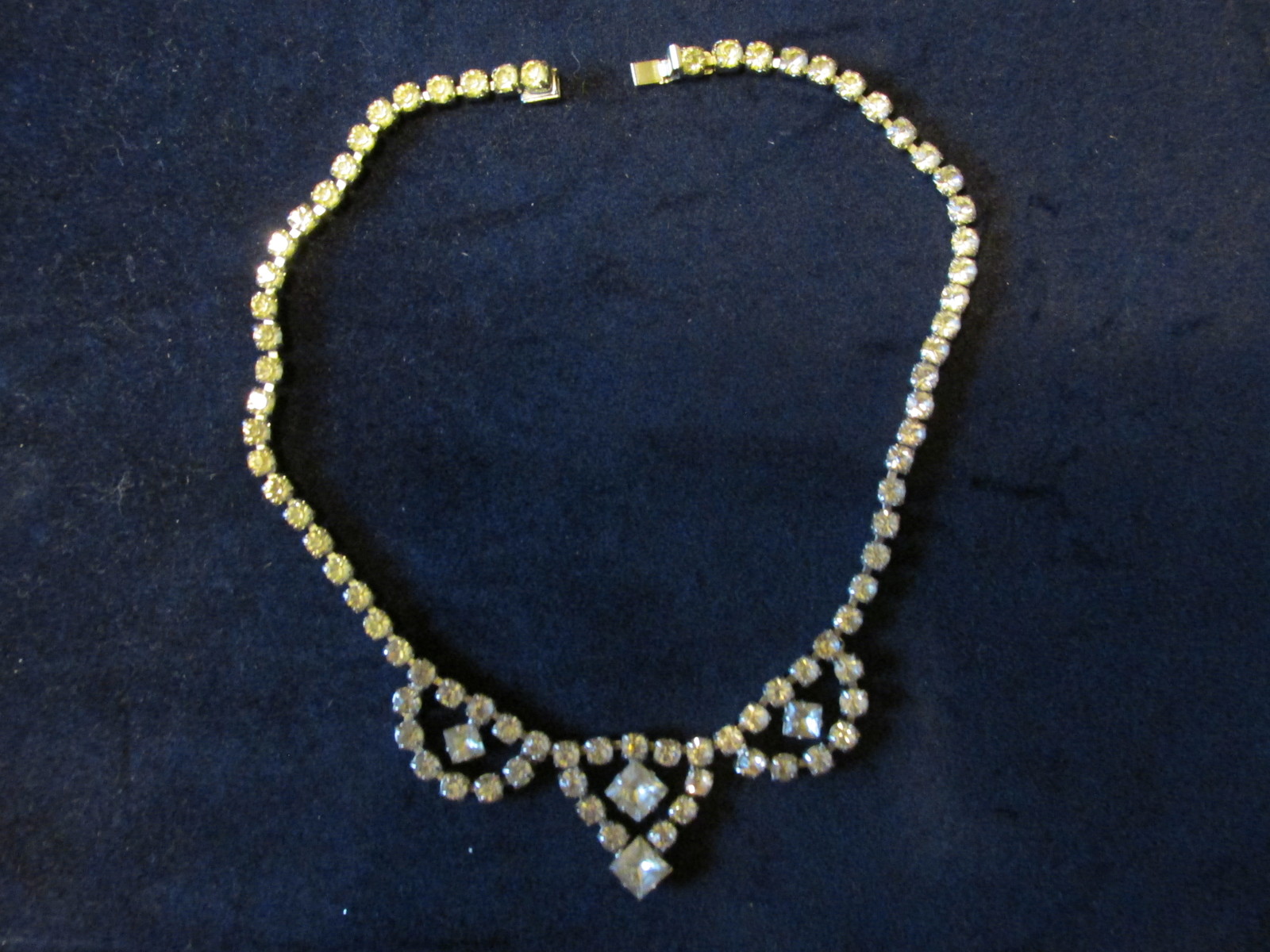 Vintage Clear Prong Set Rhinestone Swag Necklace - 1940s / 1950s ...