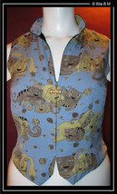 CACHE SILK VEST - Cats and Dogs Design - Size Medium - UNIQUE - $55.00