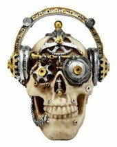 Steampunk Cyborg R&amp;B Funk Music Fanatic With Headphone Skull Figurine 5.... - $22.99