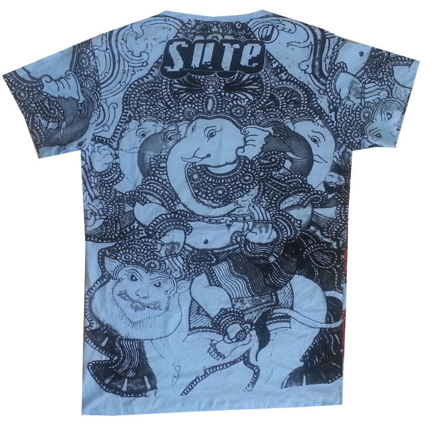Men T Shirt short sleeve blue mushroom ying yang hippie om Hobo boho M NO TIME