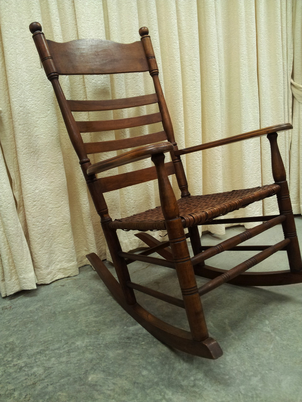 Antique Maple Rocking Chair with Original Split Hickory Seat - 1800-1899