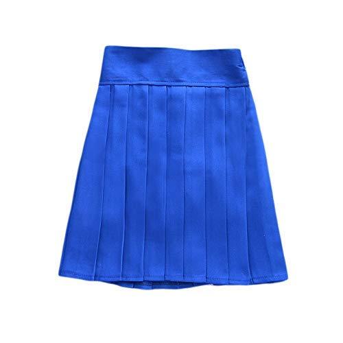 Girl's High Waist Pleated Mini Skirt Skater A-line Elastic Shorts Royal Blue,M