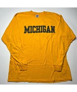 Vintage 90s Michigan Wolverines Spellout Long Sleeve T Shirt Size Large ... - $24.63