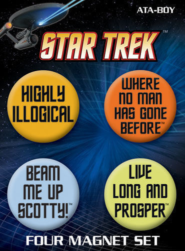 Classic Star Trek TV Series Quotes Round Magnet Carded Set of 4 NEW SEALED - $8.79