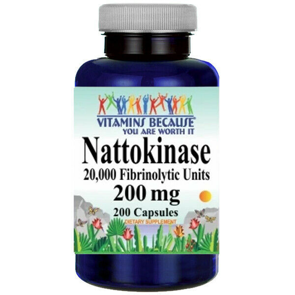 Nattokinase 200 mg 20,000 FU Fibrinolytic Units 200 Caps High Potency