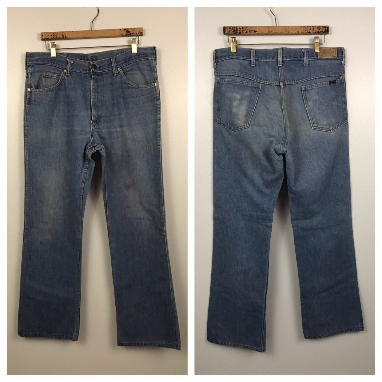 1960s Blue Roebucks Rare Denim Jeans / 60s 70s Retro Distressed Pants ...