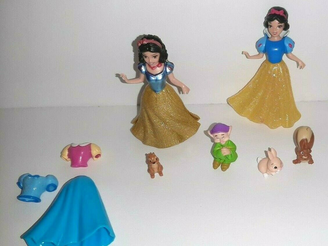 Disney Magiclip Snow White Polly Pocket Dolls And Dopey Extra Clothes Fun Set Disney 