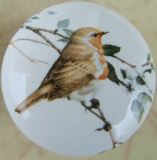 Ceramic Cabinet Knob Bird on a branch #3 Birds Sparrow domestic