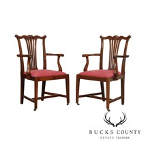 W. Walker &amp; Sons Antique Chippendale Style Pair Mahogany Armchairs - $965.00