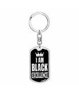I am Black Excellence Dog Tag Pendant Keychain Stainless Steel or 18k Gold - $39.55