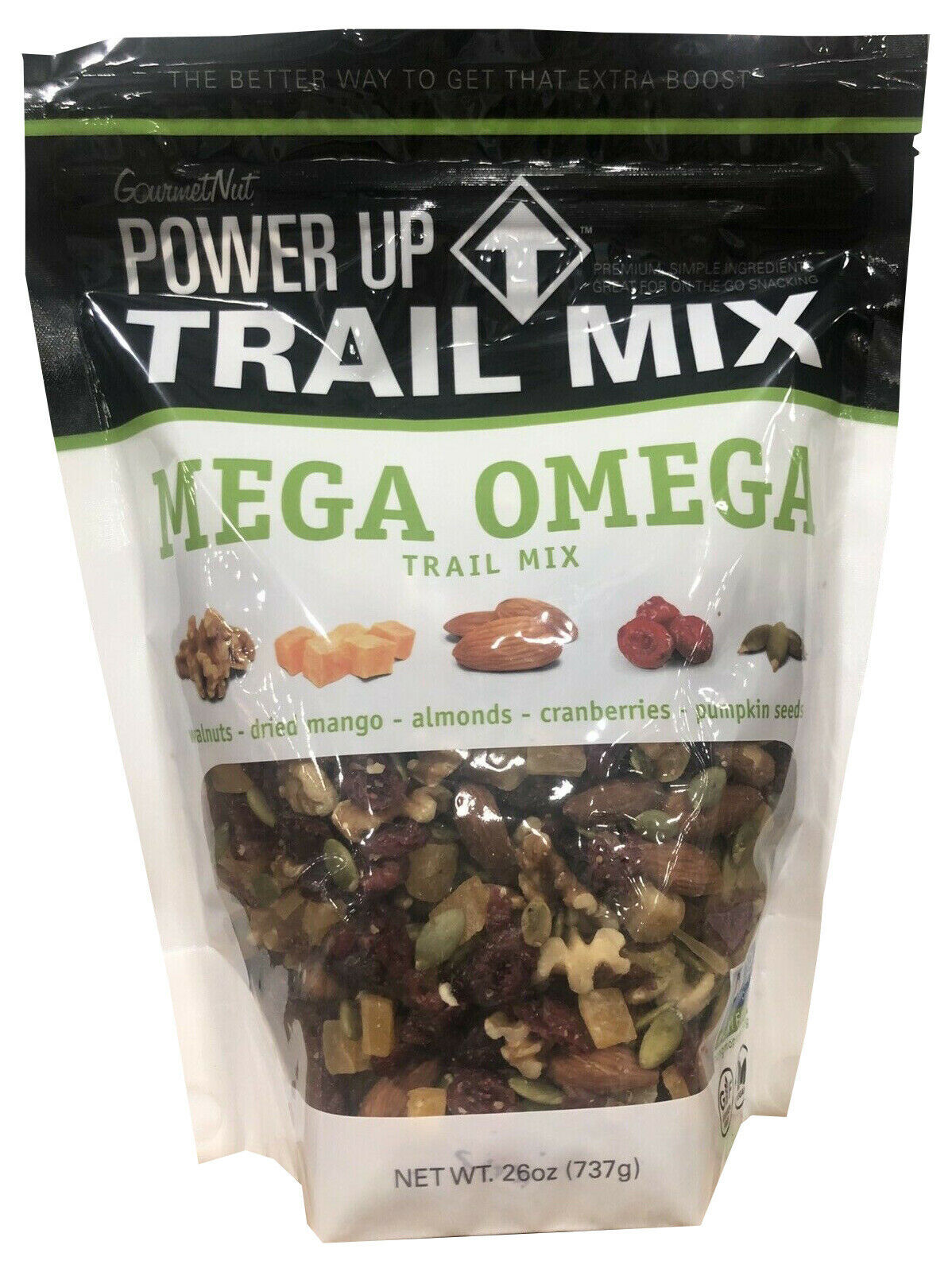 Gourmet Nut Power Up Mega Omega Trail Mix 26 oz Nuts & Seeds